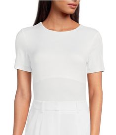 Gianni Bini Layla Short Sleeve Crew Neck Coordinating Bodysuit | Dillard's Pear Shaped Women, New York Street, Gianni Bini, Dillard's, Outfit Inspirations, Latest Trends, Short Sleeves, Crew Neck, Clothes