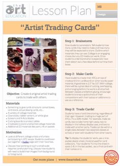 the art lesson plan for artist trading cards