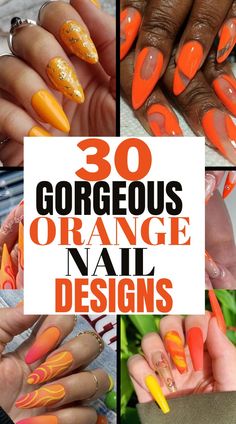 If you love orange nail Designs and you want to try these ones then get ready. These orange nails are gorgeous and you'll love them. Come and try these beautiful and gorgeous orange nail designs today. Nail Designs Orange, Orange Nail Ideas, Classy Gel Nails, Popular Nail Colors, Orange Nail Designs, Orange Nail, Fun Nail Colors, Fancy Nails Designs, Blue Nail Designs