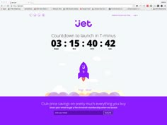 an image of a website page with a rocket ship on the screen and numbers below it