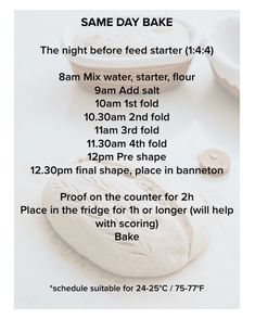 a poster with instructions on how to bake bread for the first time in 3 minutes