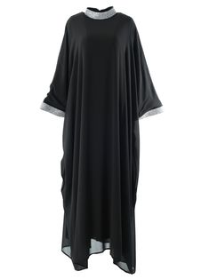 Black luxurious kaftan dress Kabayare Chiffon Long Sleeve Kaftan For Evening, Long Sleeve Chiffon Kaftan For Evening, Long Chiffon Kaftan For Eid, Long Chiffon Abaya For Parties, Elegant Long Dress Kaftan For Formal Occasions, Elegant Evening Thobe In Maxi Length, Elegant Floor-length Chiffon Abaya, Elegant Long Chiffon Abaya, Long Chiffon Kaftan For Evening