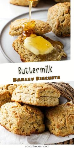 These flaky and tender buttermilk barley biscuits are made entirely with whole-grain barley flour! It gives the rustic biscuits a coarse texture and nutty flavor that tastes extra hearty and filling. We love one of these warm barley biscuits with a smear of butter and a drizzle of honey. It’s the most delicious side or snack any time of the day!