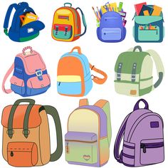 Educational Style Backpack For Travel, Educational Backpack For Travel, Everyday Use Backpack, Backpack Clipart, Backpack Sketch, Backpack Illustration, Backpack Drawing, Silhouette School, Cartoon Backpack