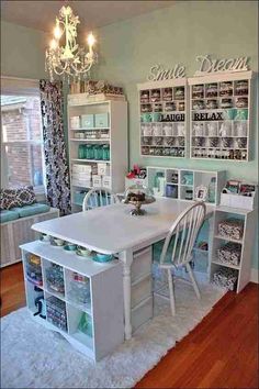 a white table and chairs in a room