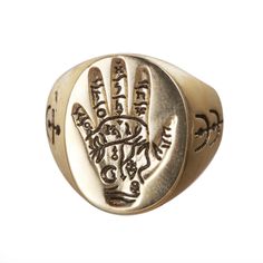 TALK TO THE WITCH HAND Symbolic Round Hand Cast Signet Ring, Ceremonial Symbolic Hand Cast Rings, Symbolic Etched Signet Ring, Spiritual Brass Engraved Ring, Symbolic Signet Ring As Gift, Symbolic Handmade Engraved Promise Ring, Handmade Symbolic Engraved Ring For Promise, Symbolic Engraved Promise Ring, Witch Museum