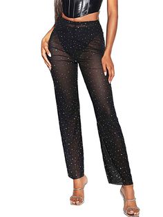 Rhinestone Black Pants