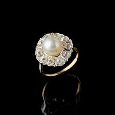 Ring in Yellow Gold set with Pearl and Diamonds. If you wish to resize this ring, please send a mail to info@selimmouzannar.com. Pearl Rings Vintage, Ring Pearl, Pearl Rings, Pearl And Diamond Ring, Gem Diamonds, Rings Vintage, Yellow Gold Setting, Charm Pendant Necklace, Fancy Color Diamonds