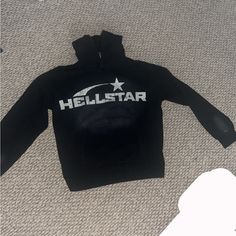 Brand New Hellstar Hoodie With Tags Of Authentication In Hoodie Black Long Sleeve Sweatshirt With Star Print, Black Star Print Sweatshirt For Winter, Black Hoodie With Star Print For Fall, Black Star Print Sweatshirt For Streetwear, Winter Star Print Sweatshirt For Streetwear, Star Print Sweatshirt For Winter Streetwear, Hooded Star Print Sweatshirt For Streetwear, Hooded Sweatshirt With Star Print For Streetwear, Streetwear Hoodie With Star Print