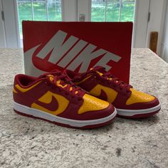 Nike Dunk Low Retro Midas Gold - Men’s Size 10 Brand New Midas Gold Dunks Outfit, Classic Custom Sneakers In University Red With Branded Insole, Red Leather Basketball Shoes With Perforated Toe Box, Gold Dunks Outfit, Dunks Outfit, Gold For Sale, Indie Outfits, Nike Dunk Low, Nike Cortez Sneaker