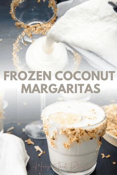 frozen coconut margaritas are served in glasses