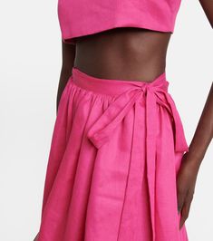 Ezra Linen Bra Top in Pink - Asceno | Mytheresa Chic Linen Crop Top For Vacation, Fitted Linen Summer Crop Top, Spring Beach Linen Crop Top, Cropped Linen Crop Top For Beach, Fitted Linen Crop Top For Day Out, Linen Crop Top For Beach, Linen Crop Top For Summer Vacation, Linen Bra, Bra Top