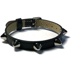 "Blunt Spike Studded Leather Bracelet Wristband, 10mm Flat Black Leather Buckle Bracelet Wristband With Spike Studs, Spiked Flat Leather This black leather wristband is 8mm wide and about 8 inches long.   It can fit a wrist from 5.5\"  to 7.5\" around.  The strap is made of Genuine leather and are stamped as such on the back. They are sewn around the edges for more durability.                                                       It has 5 Silver screw back blunt Spike Studs evenly spaced across Adjustable Punk Style Leather Bracelet, Adjustable Leather Punk Bracelet, Black Leather Spike Bracelets, Adjustable Punk Style Bracelets As A Gift, Adjustable Punk Style Bracelet For Gift, Black Leather Spiked Bracelets, Edgy Bracelet With Black Band As Gift, Edgy Black Band Bracelet For Gift, Edgy Black Band Bracelet As Gift