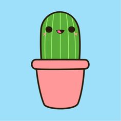 a cactus in a pink pot with eyes drawn on it's face and nose