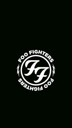 the foo fighters logo is shown on a black background with white lettering that says foo fighters