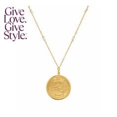 in stock Elegant Everyday Medallion Necklace Shaped Like A Coin, Elegant Everyday Coin Medallion Necklace, Elegant Coin Medallion Necklace For Everyday, Elegant Gold Coin Necklace Nickel Free, Elegant Coin Shaped Large Pendant Jewelry, Elegant Coin Necklace With Large Pendant As Gift, Aquarius Pendant Necklace, Aquarius Pendant, Necklace Online