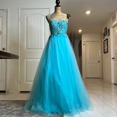 Fit For A Princess. Tulle Ball Gown Featuring Rhinestone And Crystal Beading On Metallic Embroidery And An Illusion Neckline With Cap Sleeves. Matching Stone Included. Size Xs * Embroidery * Sequins * Mesh * Lace * Padded Bra Measurements: Waist: 26” Bust: 29” Pit To Pit:14.5” Length:60” * Prom Tulle Ballgown, Tulle Balls, Mini Prom Dresses, Bra Measurements, Metallic Embroidery, Floor Length Prom Dresses, Prom Dresses Gowns, Vintage Prom, Tulle Ball Gown