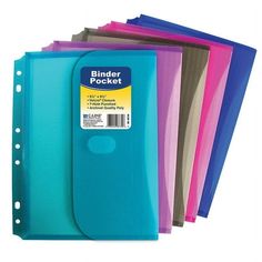 binder pocket in assorted colors and sizes