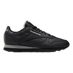 Reebok Men's CLASSIC LEATHER fashion sneakers feature a leather upper. Lace closure. EVA midsole. Textile lining. Rubber outsole. Black - Pure Grey - Black men fashion sneakers athleisture throwback casual tennis shoes retro Size: 11.  Gender: male.  Age Group: adult. Classic Leather Running Shoes For Streetwear, Black Leather Running Shoes, Leather Running Shoes With Cushioned Footbed For Streetwear, Classic Leather Running Shoes With Boost Midsole, Leather High-top Slip-resistant Running Shoes, Leather Slip-resistant Sneakers For Streetwear, Slip-resistant High-top Leather Running Shoes, Slip-resistant Leather High-top Running Shoes, Leather Walking Shoes With Studded Rubber Outsoles For Streetwear