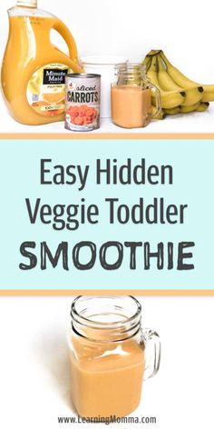 an easy hidden veggie toddler smoothie recipe with bananas and peanut butter