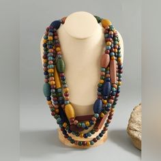 Color Block Wooden Beaded Layered Necklace African Beads Necklace, Clay Bead Necklace, Necklaces Statement, Festival Necklace, Wooden Bead Necklaces, Wood Bead Necklace, Bead Necklaces, African Beads, Trade Beads