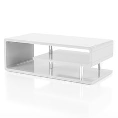 a white coffee table sitting on top of a white floor