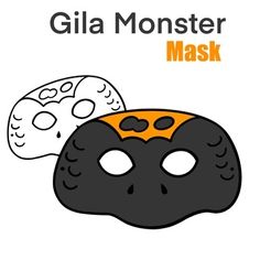 an orange and black mask with the words gila monster on it's face