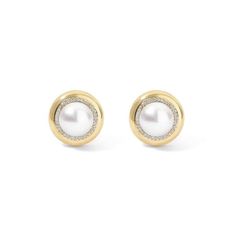 Indulge in timeless elegance with our Large Candy Button Pearl Studs. Each pair showcases a lustrous Mabe Pearl gracefully encased in radiant gold settings, exuding sophistication and charm. Versatile enough to complement both casual and formal attire, these earrings effortlessly elevate any ensemble. Treat yourself or someone special to the classic beauty and enduring allure of these exquisite pearl earrings. 14K Yellow Gold Mabe Pearls = 12mm Diamond Halo weight = 0.42 carats Button size = 19m Elegant Earrings With Timeless Design, Luxury Formal Earrings With Timeless Design, Classic White Gold Earrings With Timeless Design, Elegant Timeless Earrings For Anniversary, Classic Diamond Jewelry With Shiny Finish, Classic White Gold Earrings, Luxury Timeless Design Earrings For Formal Occasions, Elegant Oval Earrings With Pave Setting, Elegant Yellow Gold Earrings With Brilliant Cut