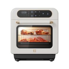 an oven with food cooking in it