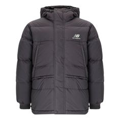 New Balance Warm Down Jacket 'Grey' AMJ23344-ZNC Gray Winter Parka For Streetwear, New Balance Winter Outdoor Outerwear, Gray Hooded Puffer Jacket For Outdoor Activities, New Balance Sporty Fall Outerwear, Sporty New Balance Outerwear For Fall, Gray Puffer Jacket With Pockets For Cold Weather, Casual Gray Puffer Jacket With Pockets, Urban Gray Puffer Jacket For Outdoor, Urban Gray Parka For Fall