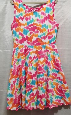 Girl's Tear Me Away Sleeveless Dress Nwot Size 7 Geometric Pattern Multi Color Playful Multicolor Sleeveless Dress For Spring, Fun Sleeveless Spring Dress, Spring Sleeveless Cute Twirl Dress, Cute Sleeveless Spring Twirl Dress, Playful Sleeveless Twirl Dress For Summer, Playful Pink Stretch Twirl Dress, Playful Pink Twirl Dress For The Beach, Playful Sleeveless Summer Twirl Dress, Playful Pink Twirl Dress For Beach