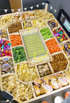 a football field made out of chips and veggies