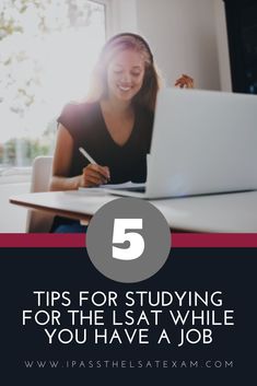 a woman working on her laptop with the text 5 tips for studying for the last while you have a job