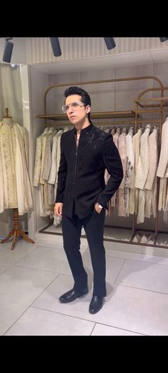 *2 Piece Black , Zipper  Style  Handcrafted Cut dana Work Bandhgala Suite, Wedding Special Jodhpuri Set. *Fabric: %100 Imported Japanese , Thick, Warm, Comfortable, Breathable, Softer, Satin Feeling *Center Zipper Style With Zipper Fly Pants *This Suit Has A 6" Drop Which Is The Difference Between The Size Of The Sherwani & Pants. For Example, A 40r Jacket Includes A 34W Pant *Dry Clean Only Important Note: All Our Products Are Made To Order ! Please Contact Us For Perfect Fitting Suit. .Full Fu Work Jodhpuri For Mens, Black Bandhgala Men, Black Suit Designs Men, Unstitched Party Wear Kurta For Reception, Wedding Party Wear Kurta With Zari Work, Party Wear Wedding Kurta With Zari Work, Party Wear Sets With Cutdana For Eid, Eid Party Wear Sets With Cutdana, Designer Party Wear Kurta For Festivals