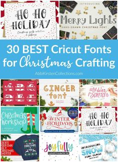 christmas greeting cards with the words 30 best cricut font for christmas crafting