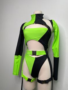 Shego Costume, Shego Cosplay, Shego Halloween Costume, Festival Women – DVERANO Fitted Green Cosplay Costume, Green Fitted Cosplay Costume, Fitted Green Cosplay Costume For Halloween, Fitted Green Halloween Cosplay Costume, Fitted Green Cosplay Costume For Costume Party, Green Gothic Costume For Costume Party, Neon Green Rave Outfit, Shego Halloween, Shego Halloween Costume