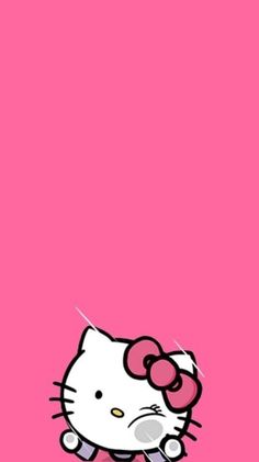 the hello kitty wallpaper is pink and has an image of a cat on it