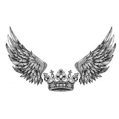 a drawing of a crown with wings