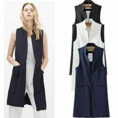 Product Description * Item:Womens Sleeveless Vest Blazer Office Wear Waistcoat Outerwear Long Coat Jacket  * Condition: 100% Brand New * Color:Blue.Black.White * Size:Asian S-L * Package:1pc Dress (without any accessories ）    Please note: 1.Please allow a little error due to manual measurement. 2.The color maybe a little difference because of the light,screen reflection etc. 3.If you are not sure what size to choose, you can tell us your height and weight, we will recommend the right size for y Long Vest Coat, Long Vest Jacket, Women Waistcoat, Waistcoat Fashion, Denim Coat Women, Cardigan Outfit, Sleeveless Blazer, Long Coat Jacket, Gilet Long