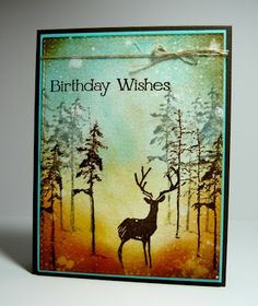 a birthday card with an image of a deer in the woods