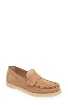 Keep your look as classic as can be in this versatile and distinguished slip-on loafer. Leather upper and lining/rubber sole Made in Spain Loafer Women, Loafers For Women, Stuart Weitzman, Loafer Shoes, Rubber Sole, Camel, Leather Upper, Spain, Loafers