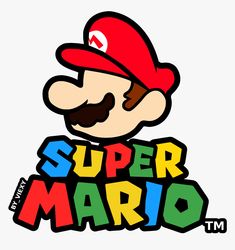 the logo for super mario is shown in this graphic art file, which includes an image of person wearing a red hat and moustache