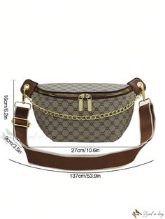 Bird in Bag - High-Quality PU Leather Crossbody Bag for Women - Stylish Waist Bag with Chain Strap, Classic Design and Ample Storage Capacity - Perfect for Fashionable and Functional Travel Trendy Portable Shoulder Belt Bag, Trendy Portable Crossbody Belt Bag, Trendy Brown Belt Bag With Large Capacity, Daily Use Belt Bag With Chain Strap, Everyday Crossbody Belt Bag With Chain Strap, Running Pack, Rose Gold Initial, Bag With Chain, Bird In Bag