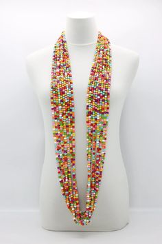 Next Pashmina Necklaces - Multi colour – Jianhui London Multicolor Square Beaded Jewelry, Multicolor Beaded Rectangular Necklace, Multicolor Long Necklace With Wooden Beads, Multicolor Wooden Beads Long Necklace, Large Rectangular Multicolor Beads, Multicolor Rectangular Beaded Necklaces, Recycled Necklaces, Pride Jewellery, Round Bead Necklace