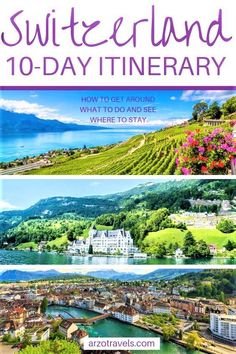 the cover of a travel guide for switzerland and 10 - day itinerary