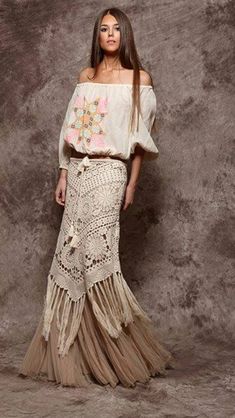 boho dress neutral Look Boho Chic, Mode Hippie, Mode Boho, Bohol, Moda Boho, Crochet Skirt, A Skirt