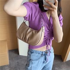 Women Solid Fashion Chains Satchel Shoulder Bag Crossbody Bag Details: Material Faux Leather Color Black, White, Purple, Khaki Weight 400g Length 27cm(10.63'') Height 13cm(5.12'') Width 7cm(2.76'') Inner Pocket Main Compartment Closure Zipper Package include:1*BagMore Details:‚Ää‚Ää‚ÄäDisclaimer : About Size:Size may be 2cm/1 inch inaccuracy due to hand measure.These measurements are meant as a guide to help you select the correct size. Please take your own measurements and choose your size acco Suede Cardigan, Outerwear Vest, Crossbody Bag Women, Sweater Dress Midi, Black Khakis, Hoodie Top, White Bag, Leather Coat, Chain Styles