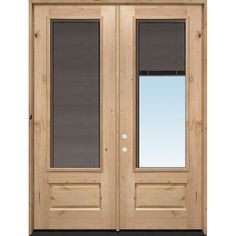 a double door with blinds on the side