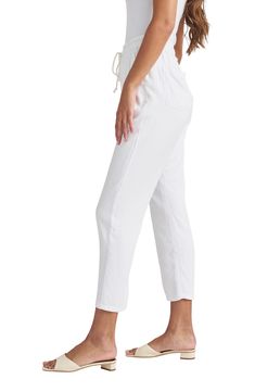 Keep it light and breezy in these drawstring-waist pants crafted with handy pockets and straight legs. 27" inseam, 14" leg opening, 12" front rise, 15" back rise (size Medium) 73% viscose, 27% lyocell Machine wash, tumble dry Imported White Drawstring Bottoms Loosely Fitted Hips, White Bottoms With Drawstring And Loosely Fitted Hips, White Straight Pants With Drawstring, Relaxed Cropped Leg Bottoms For Spring, Everyday Spring Bottoms With Drawstring, Casual Cropped Leg Bottoms For Daywear, Casual Cropped Bottoms For Daywear, White Drawstring Ankle-length Bottoms, Relaxed Fit Cropped Leg Capris For Day Out