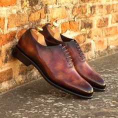 Ambrogio 3963 Bespoke Men's Shoes Orange Fire Patina Leather Dress Oxfords (AMB1296)-AmbrogioShoes Patina Style, Custom Made Shoes, Cut Dress, Leather Artisan, Traditional English, Patina Finish, Men's Shoe, Oxford Dress, Free Shoes